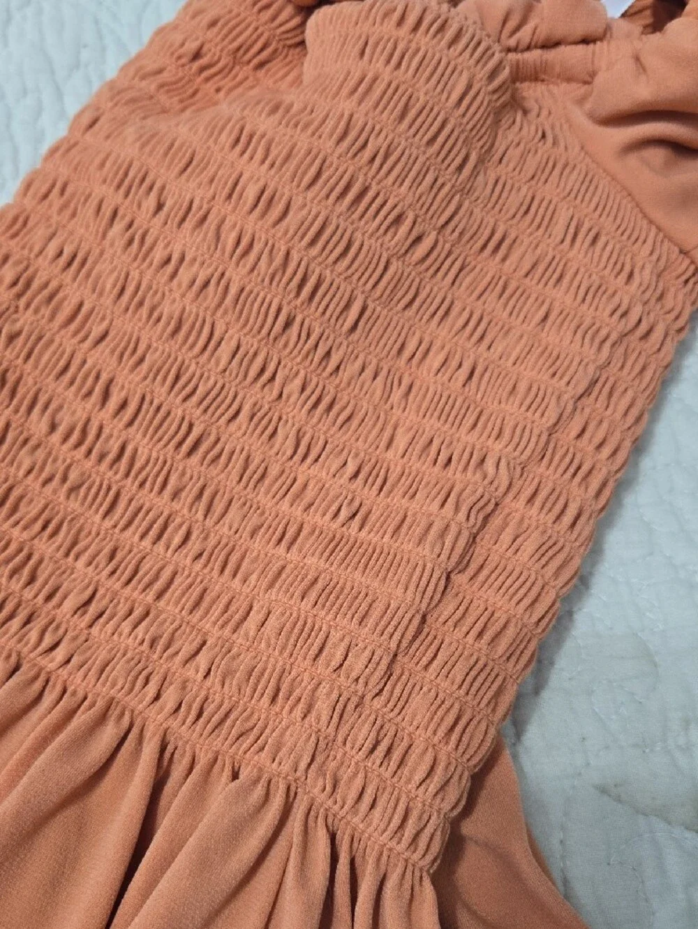 BCBGeneration Rust Orange Smocked Ruffle Crop Top - Picture 4 of 4